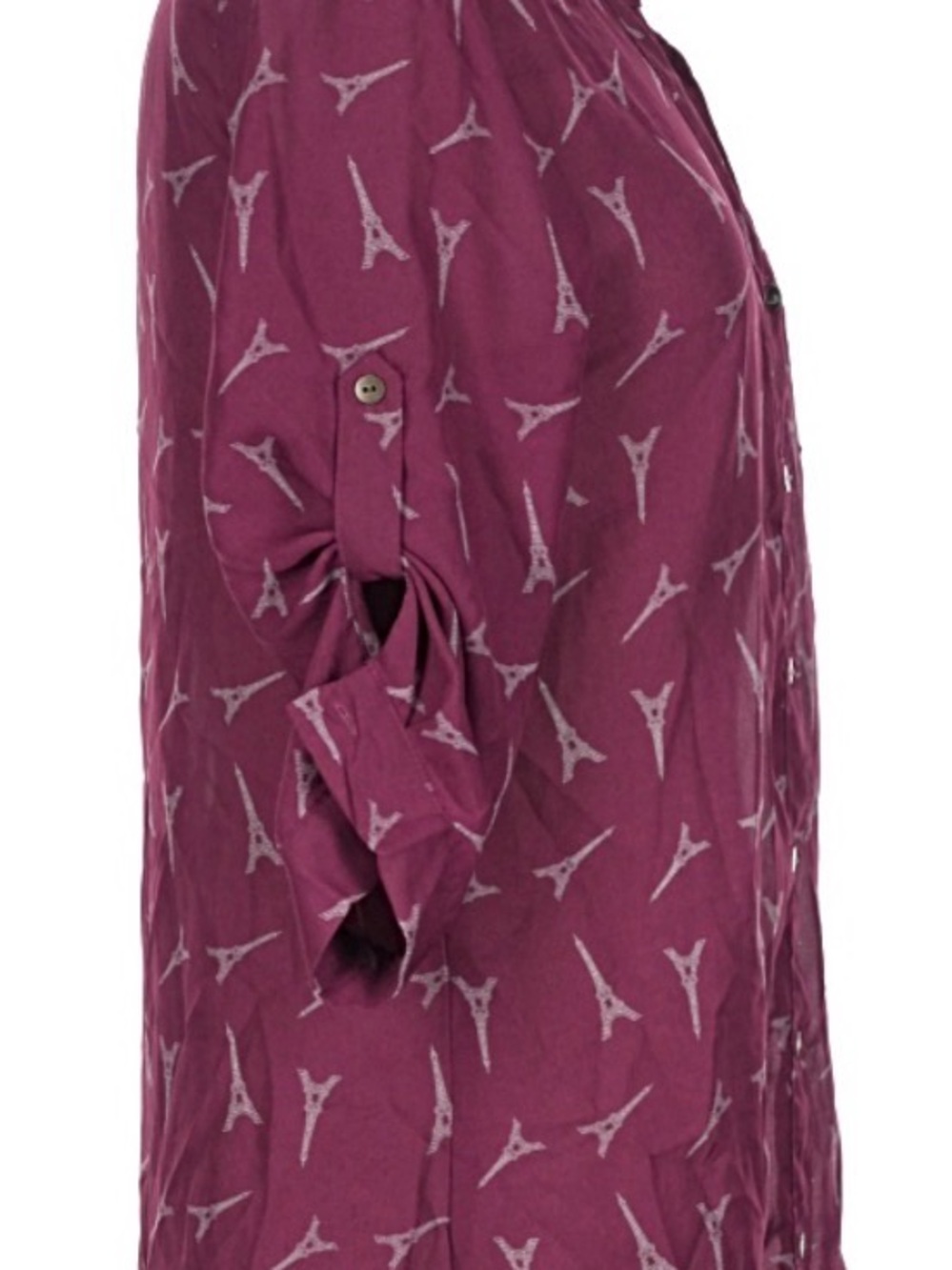 BONGO Plum Eiffel Print Button-Down Shirt - Picture 3 of 7
